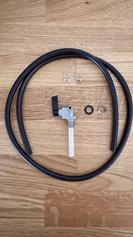 Fuel tap 51 in aluminum with hose and clamps