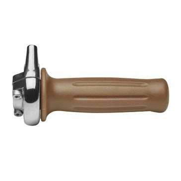 Poignée de gaz DOMINO vintage alu chrome et revêtement marron