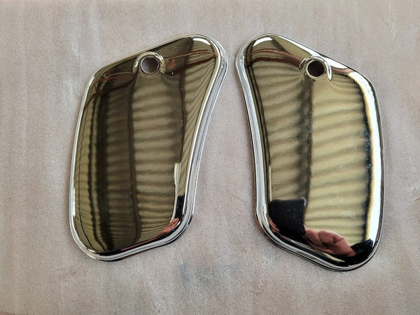 Pair of Motobécane toolbox lids (bean-shaped, polished finish)