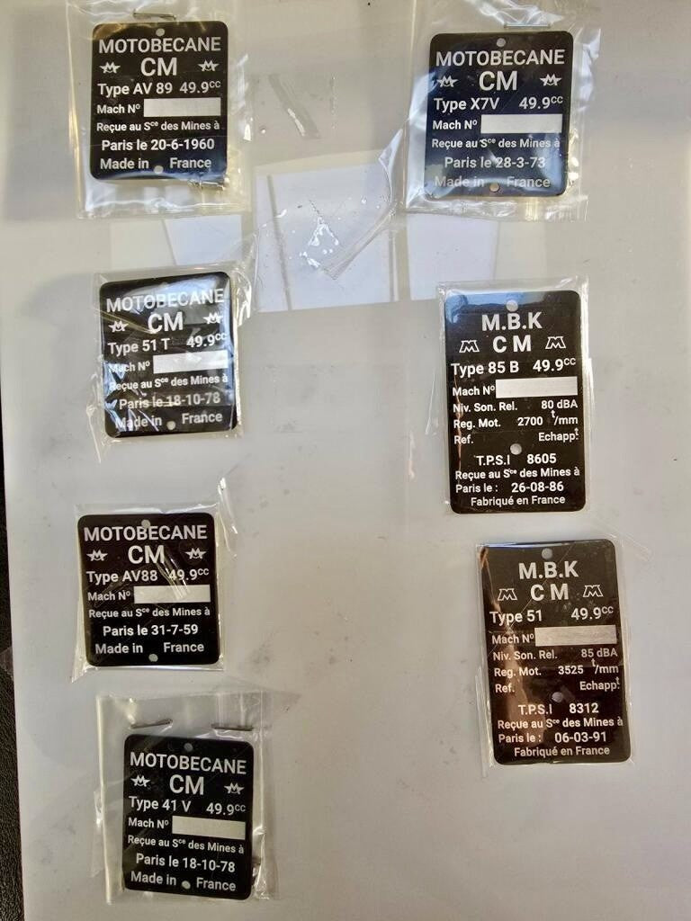 Customizable MOTOBECANE frame plate