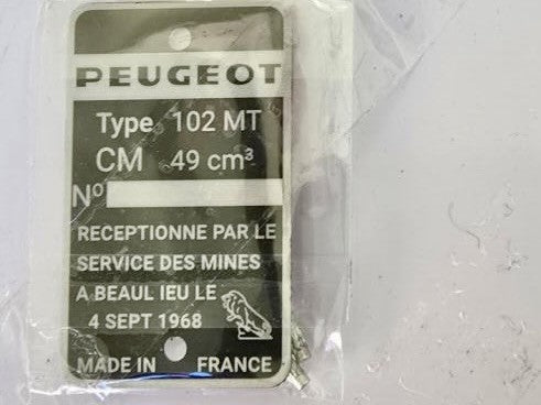 Plaque de cadre PEUGEOT à personnaliser