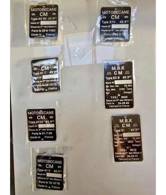 Plaque de cadre MOTOBECANE à personnaliser