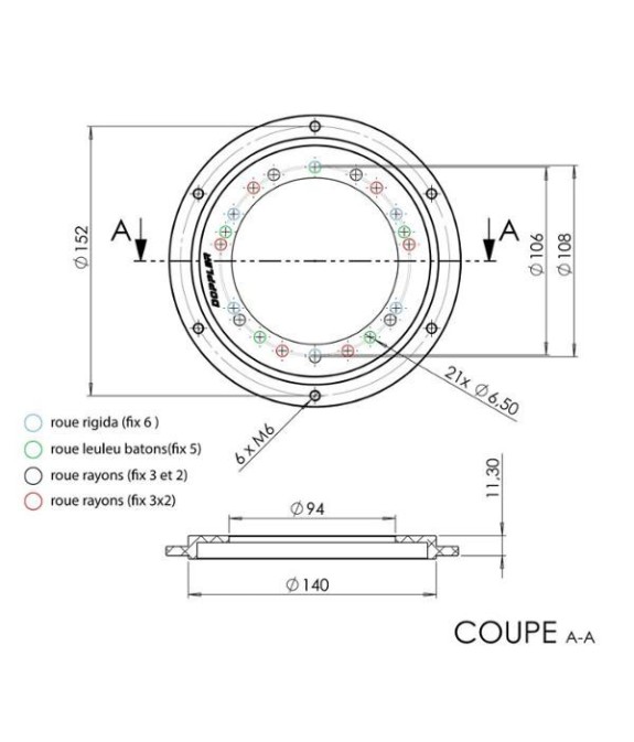 Porte couronne Open DOPPLER pour 103 à jante 5 bâtons Leleu ou à rayons
