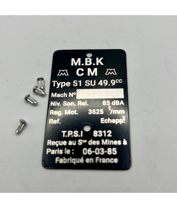 Plaque de cadre MBK 51 SU à personnaliser