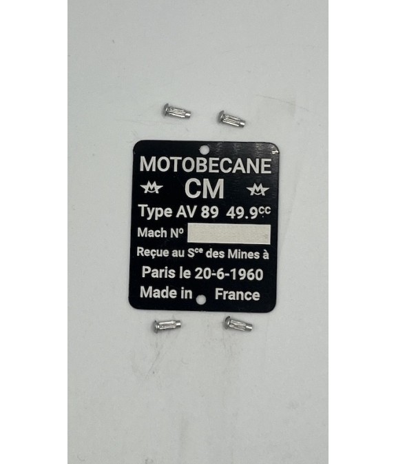 Plaque de cadre AV 88 de 1959 à personnaliser