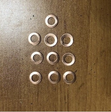 Rondelles de cuivre  Solex (vendu par lot de 10)