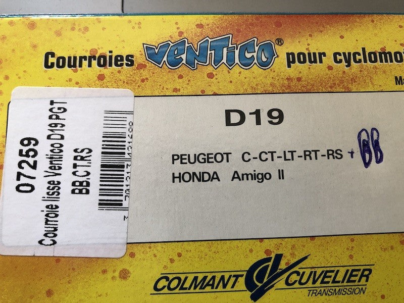 Courroie Ventico D19 pour BB/C/CT/LT/RT/RS et Honda Amigo