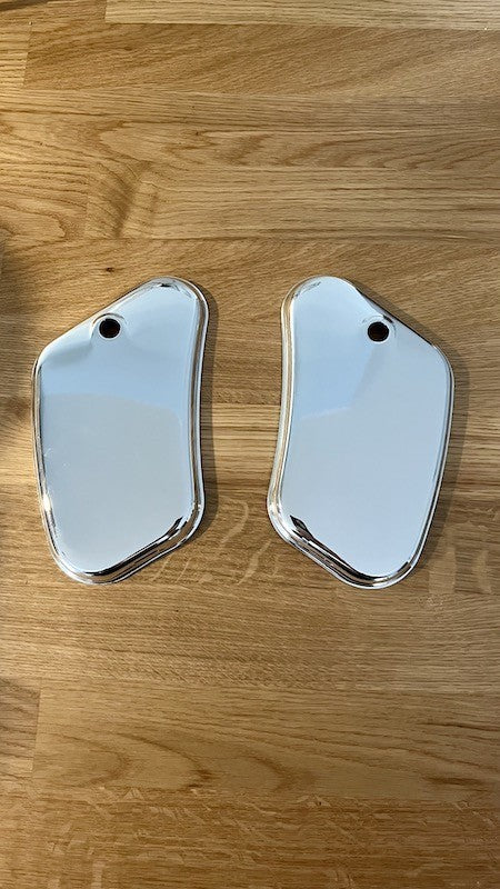Pair of Motobécane toolbox lids, bean shape, aluminum color
