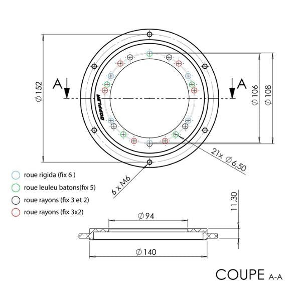 Open DOPPLER sprocket carrier for 103 with 5-spoke Leleu or wire wheels