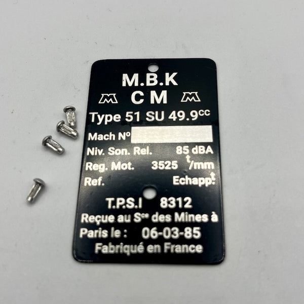 Plaque de cadre MBK 51 SU à personnaliser