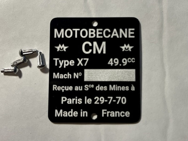 Plaque de cadre X7 à personnaliser