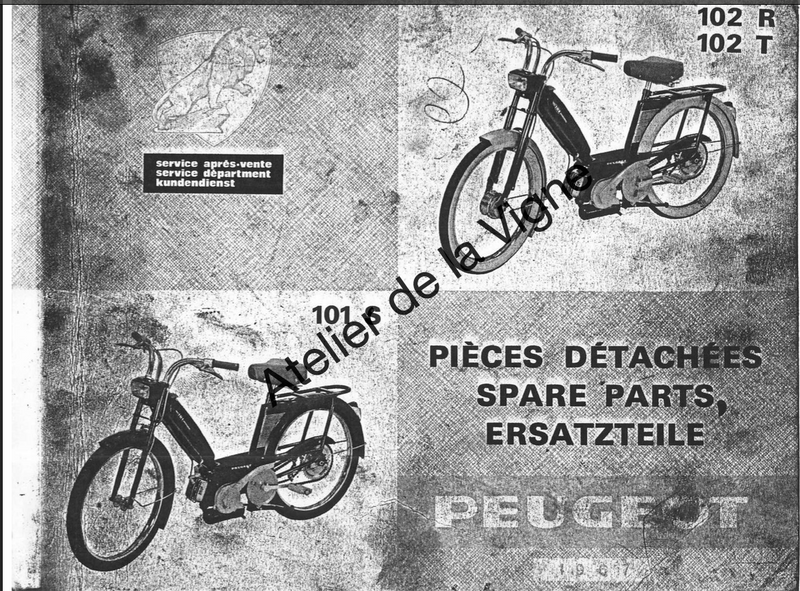Catalogue pièces détachées 102R-102T-101S 1967 101MR- 101MT-102MR-102MT-102MS 1970