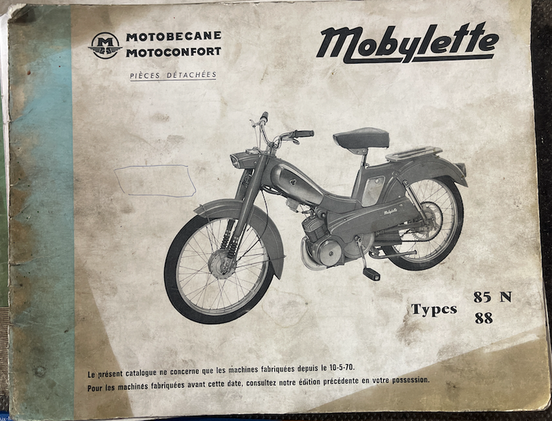 Catalogue Pièces Détachées Motobécane 85 N 88 depuis 10-05-70