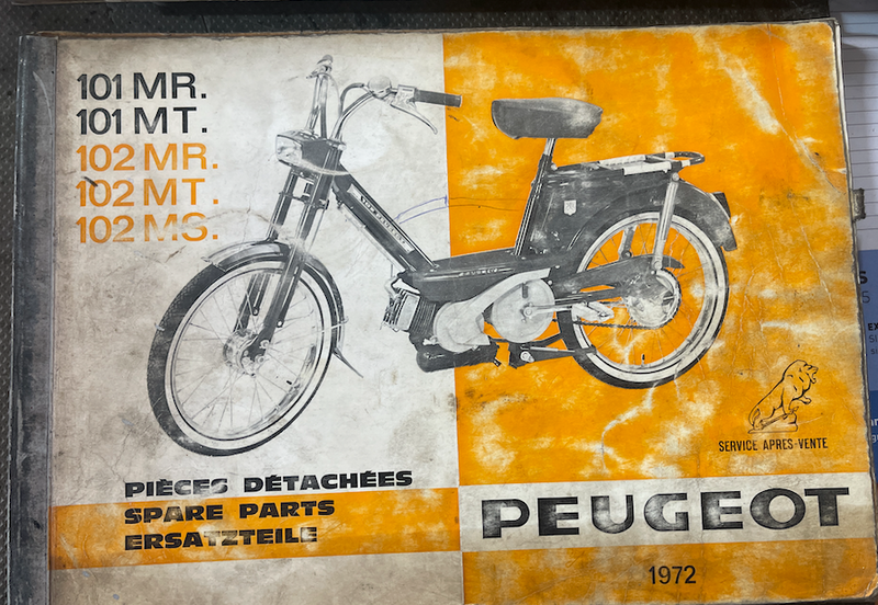 Catalogue pièces détachées Peugeot 101 MR-101 MT- 102 MR- 102 MT- 102MS 1972