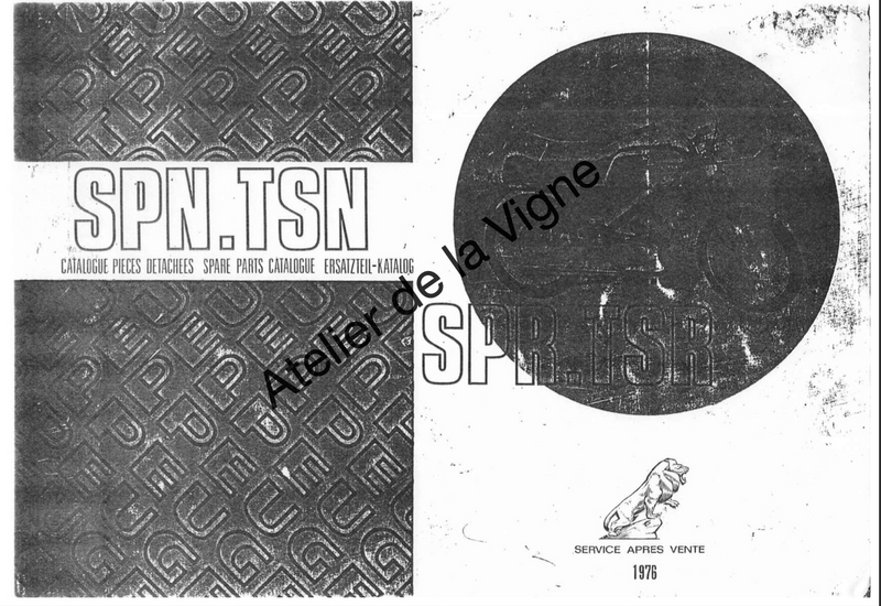 Catalogue pièces détachées SPN TSN SPR TSR