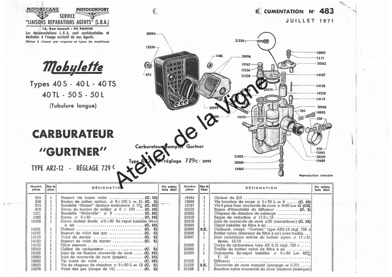 Motobécane - Carburateur complet 