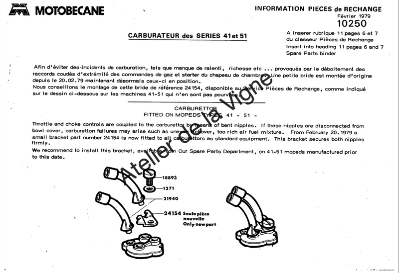 Motobécane - Carburateur des séries 41 et 51