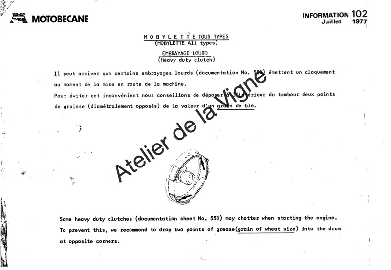 Motobécane - Embrayage lourd tous types