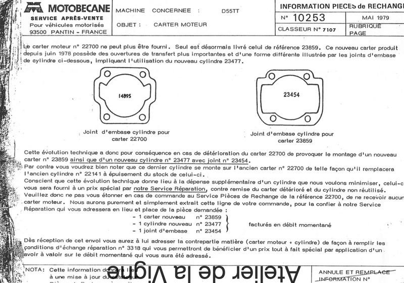 Motobécane - Joint carter moter D55TT