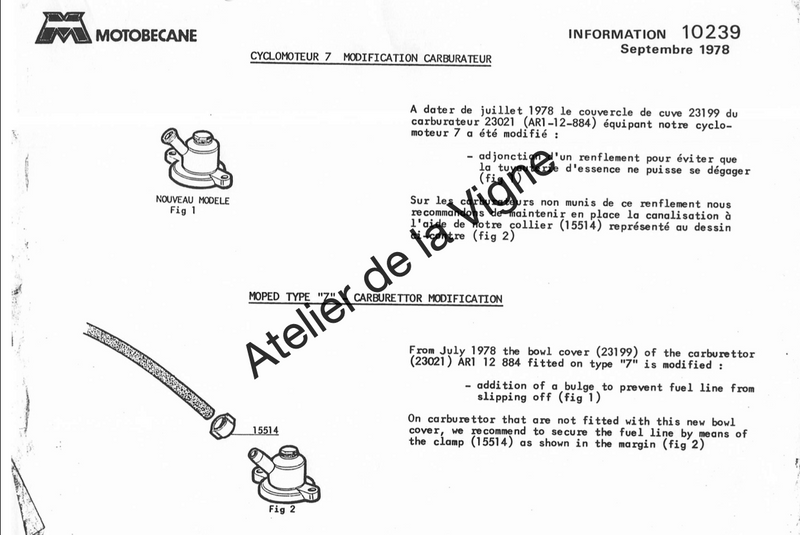 Motobécane - Modification carburateur type 7