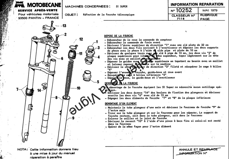 Motobécane - Réfection fourche téléscopique 51 SUPER