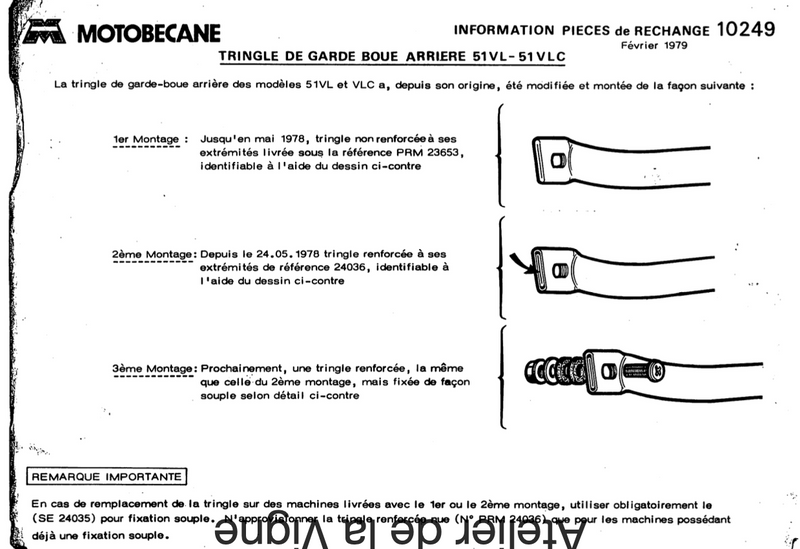 Motobécane - Tringle de garde boue arrière 51 VL - 51 VLC