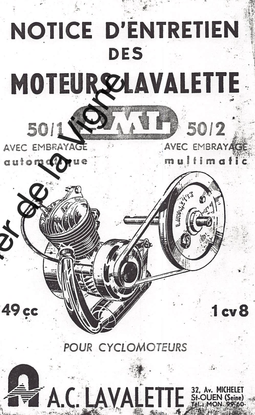 Notice d'Entretien Moteur Lavalette 50-1 50-2